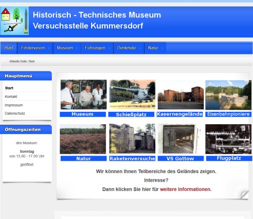 Start Förderverein Historisch Technisches Museum   Versuchsstelle Kummersdorf e.V. öffnungszeit
