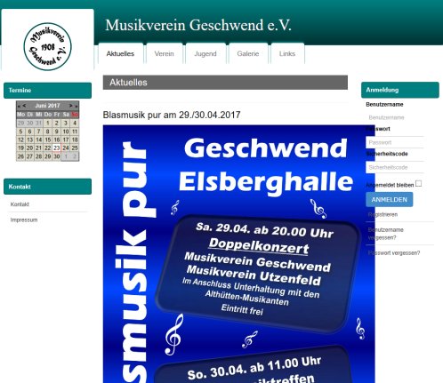 Aktuelles Musikverein Geschwend e.V. öffnungszeit