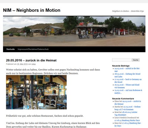 NIM – Neighbors in Motion | Neighbors in Motion – Motorbike trips  &ouml;ffnungszeit