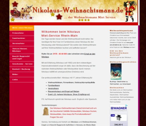 Nikolaus-Weihnachtsmann Service: Frankfurt-Rhein-Main öffnungszeit