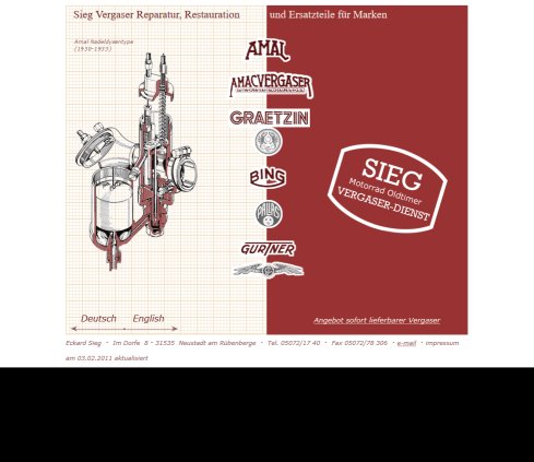 SIEG Motorrad Oldtimer Vergaser Dienst: Reparatur  Restauration und Ersatzteile für Marken  öffnungszeit