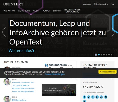 The Leader in Enterprise Information Management | OpenText  öffnungszeit