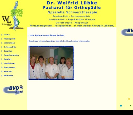 Willkommen bei Dr. Wolfrid Lübke   Facharzt für Orthopädie  öffnungszeit