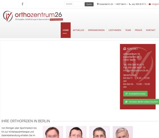 orthozentrum26 – Orthopäde in Berlin Charlottenburg  Sportmedizin  öffnungszeit