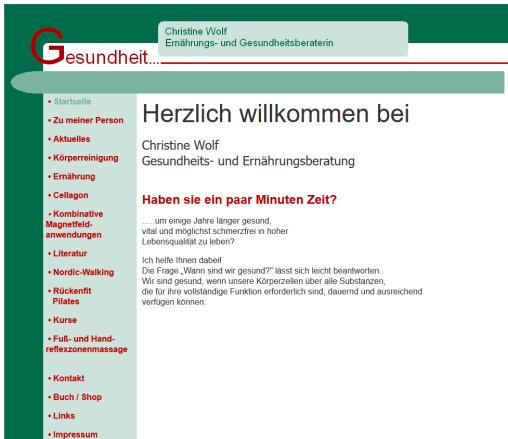 Gesundheits und Ernährungsberatung Christine Wolf Erfahrung Gesundheits und Ernährungsberatung Christine Wolf Öffnungszeit