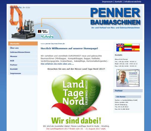 Baumaschinenhandel Deutschland   Klaus Erich Penner Bamaschinen Wüsting. Hier zur Startseite ...   www.penner baumaschinen.de Garten  u. Landschaftsbau GmbH öffnungszeit