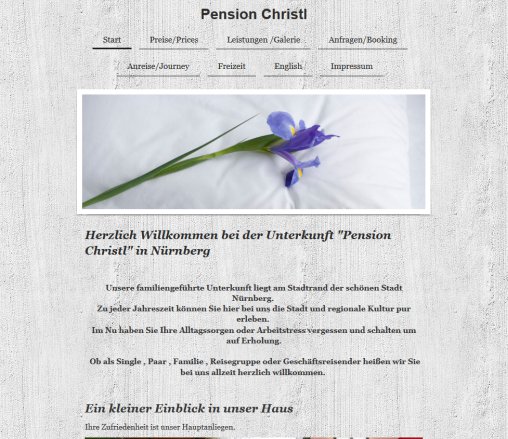Homepage der Pension Christl in Nürnberg  öffnungszeit