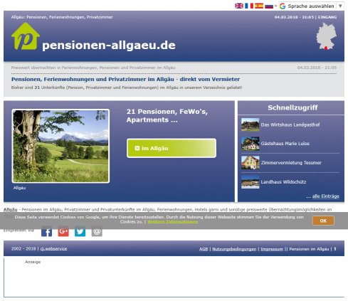 pensionen allgaeu.de: Ferienwohnungen Pensionen Privatzimmer Erfahrung pensionen allgaeu.de: Ferienwohnungen Pensionen Privatzimmer öffnungszeit