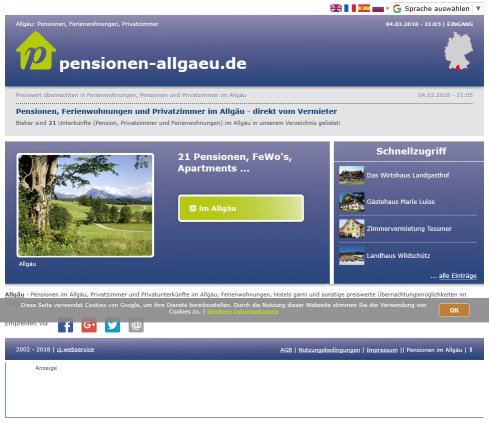 pensionen allgaeu.de: Ferienwohnungen  Pensionen  Privatzimmer  öffnungszeit