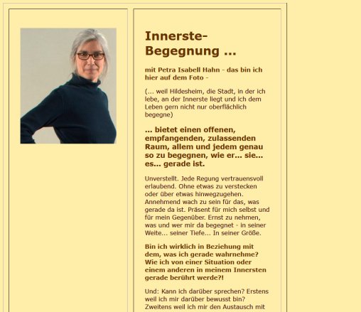 Innerste Begegnung   Petra Isabell Hahn   Hildesheim   Coaching   Meditation mit Körper und Geist  öffnungszeit
