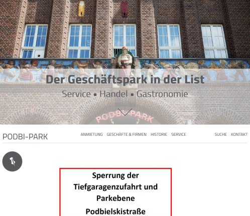 Der Geschäftspark in der List • Podbi Park  Hannover/List Podbi Park GmbH & Co. KG öffnungszeit