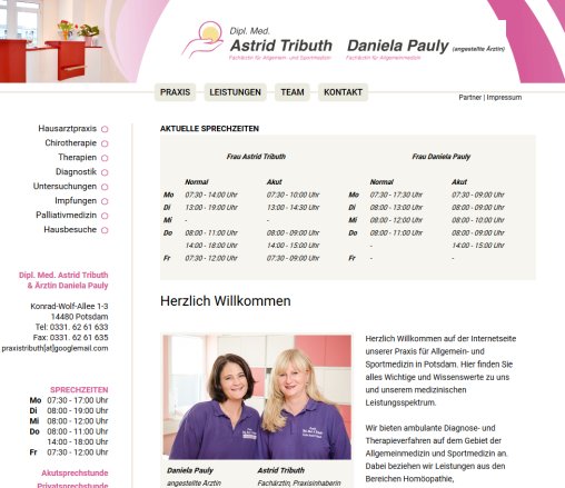 Praxis Dipl. Med. Astrid Tributh | Startseite  &ouml;ffnungszeit