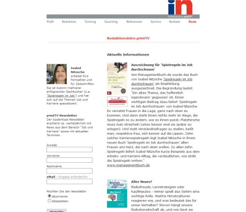Isabel Nitzsche . Redaktionsbüro printTV Erfahrung Isabel Nitzsche . Redaktionsbüro printTV Öffnungszeit