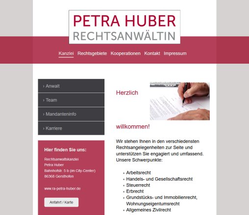 Rechtsanwaltskanzlei Petra Huber  öffnungszeit