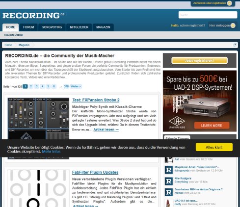RECORDING.de: Zuhause der Musikmacher: Forum   Tests   Wissen   Songvoting Recording Webservice GmbH öffnungszeit