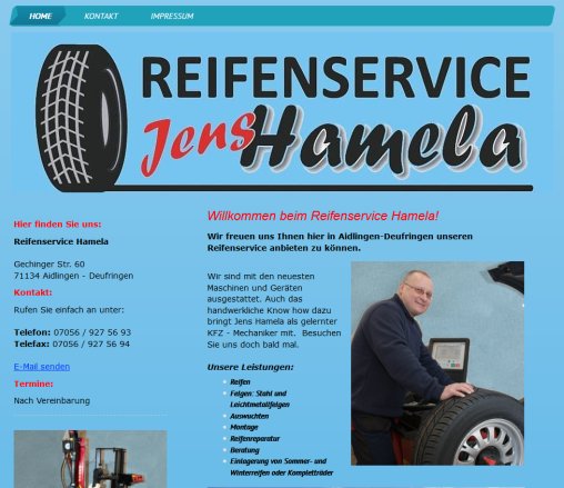 Reifenservice Jens Hamela   Reifen   Auswuchten   Montage   Reparatur   in Aidlingen   Deufringen   Home  öffnungszeit