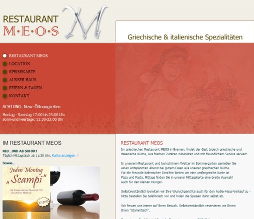 .: Griechisches Restaurant Bremen :. Meos [Startseite]  öffnungszeit