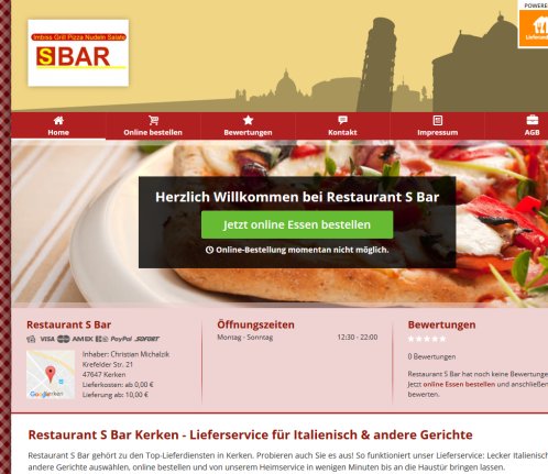 • Restaurant S Bar Kerken | Pizza günstig online bestellen!  öffnungszeit