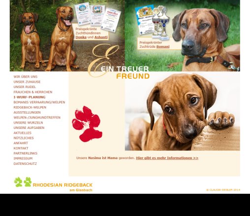 Geisler   Rhodesian Ridgeback am Glasbach   Fischbach / Baden Württemberg: Startseite  öffnungszeit