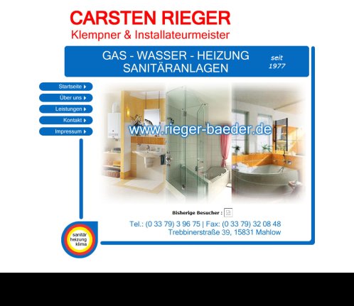 Carsten Rieger   Klempner & Installateurmeister   www.rieger baeder.de  öffnungszeit