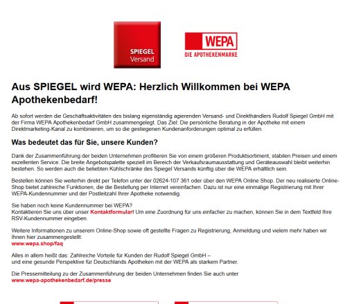 SPIEGEL Versand | Der Apothekenausstatter Rudolf Spiegel GmbH öffnungszeit