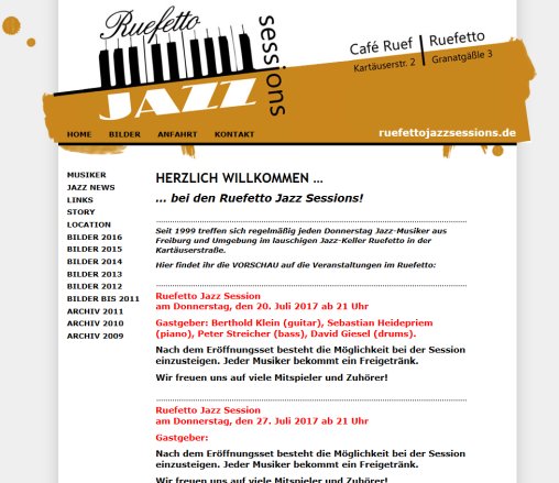 Ruefetto Jazz Sessions | Jeden Donnerstag ab 21 Uhr Jazz im Ruefetto in der Kartäuserstraße  öffnungszeit