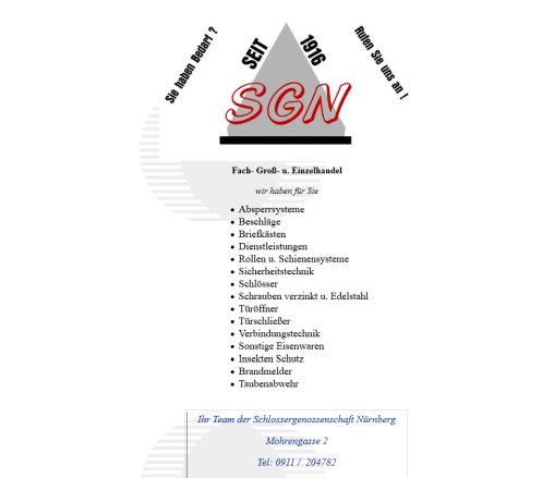 SGN   Schlossergenossenschaft N&uuml;rnberg  &ouml;ffnungszeit