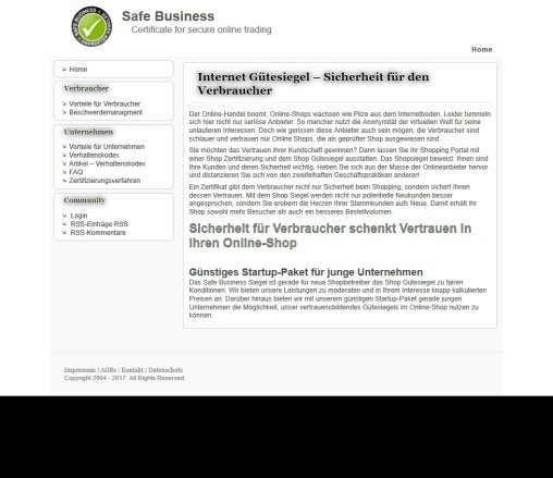 Safe Business Sicherheit für Verbraucher schenkt Vertrauen in Ihren Online Shop Erfahrung Safe Business Sicherheit für Verbraucher schenkt Vertrauen in Ihren Online Shop Öffnungszeit