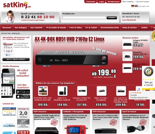 HD Digital Sat Receiver Sat Anlagen Shop SatKing GmbH öffnungszeit