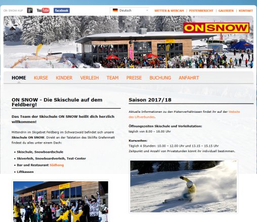Skischule  Snowboardschule  Skiverleih und Snowboardverleih | Skischule und Snowboardschule ON SNOW Feldberg  öffnungszeit