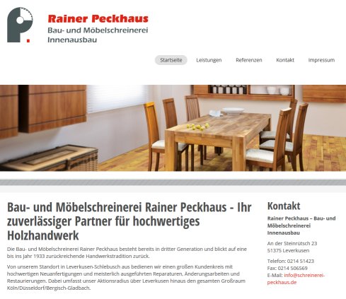 Rainer Peckhaus   Ihre Schreinerei in Leverkusen Schlebusch  öffnungszeit