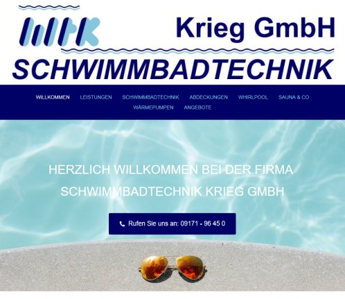 Schwimmbadbau Sauna Whirlpool Wärmepumpen Enfeuchtungsanlagen   Schwimmbadtechnik Krieg GmbH 91154 Roth  öffnungszeit