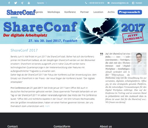 Microsoft SharePoint und Office 365 Konferenz 2014   ShareConf HLMC Events GmbH öffnungszeit