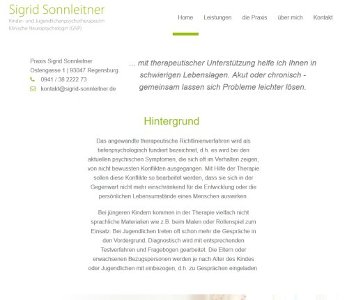 Sigrid Sonnleitner   Schwerpunkte und Hintergründe   Sigrid Sonnleitner   Psychologische Psychotherapeutin  öffnungszeit