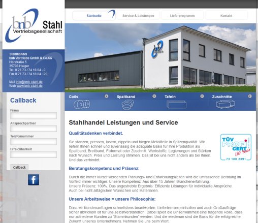 Stahlhandel | bnb Vertriebs GmbH & Co. KG   Stahlhandel Leistungen und Service  öffnungszeit