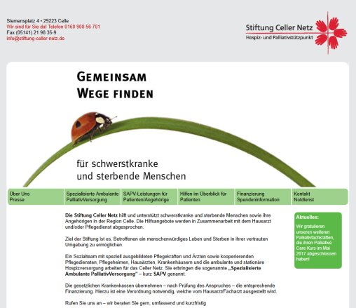 Startseite | Stiftung Celler Netz Erfahrung Startseite | Stiftung Celler Netz Öffnungszeit