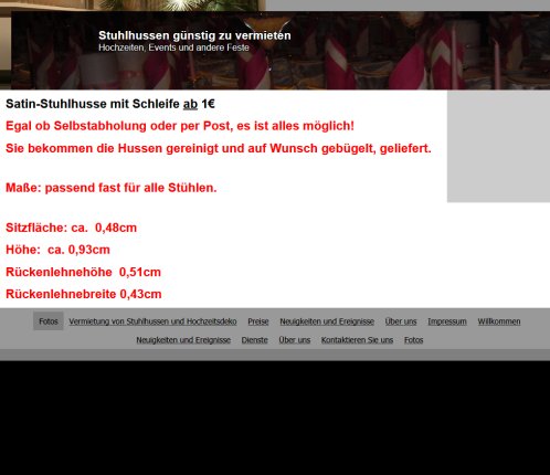 Fotos   Stuhlhussen günstig zu vermieten  öffnungszeit