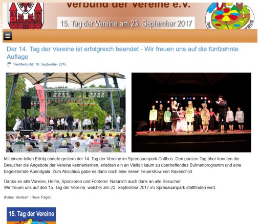 Tag der Vereine Die Internetseite des Verbund der Vereine e.V. aus Cottbus Verbund der Vereine e.V. Erfahrung Tag der Vereine Die Internetseite des Verbund der Vereine e.V. aus Cottbus Verbund der Vereine e.V. öffnungszeit