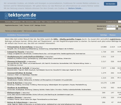 tektorum.de   Diskussionsforum für Architektur  öffnungszeit