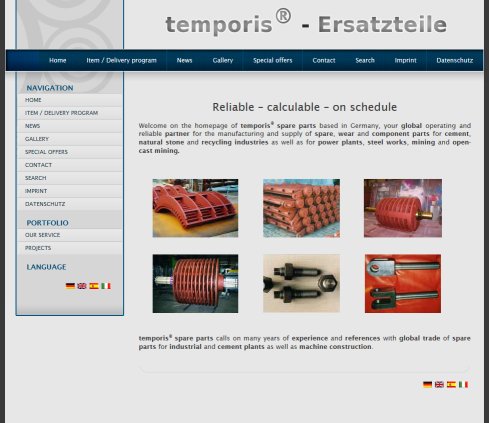 temporis ®   Ersatzteile für Maschinenbau  Zementindustrie  Recyclingindustrie  öffnungszeit