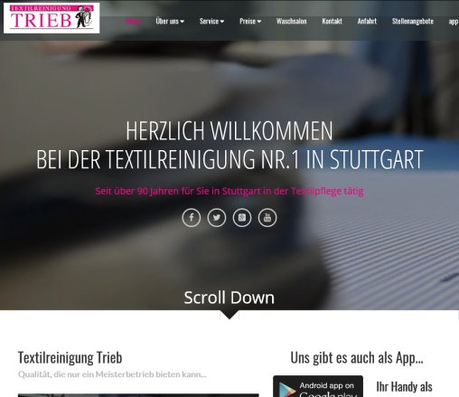 Textilreinigung Trieb Thomas Trieb e. K. Textilreinigung Trieb aus Stuttgart Wäscherei Waschsalon Textilservice Textilpflege 24H öffnungszeit