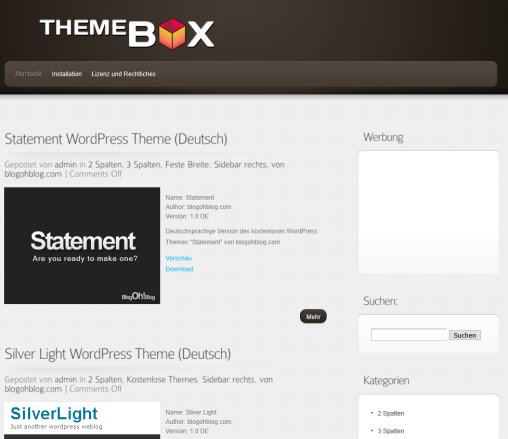 Wordpress Themes auf Deutsch   themebox.de  öffnungszeit