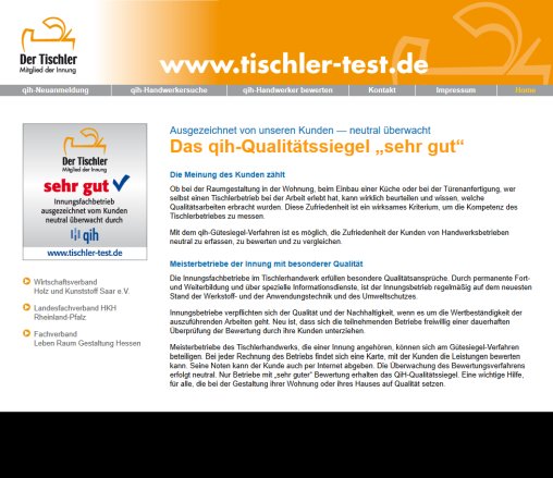 Tischler Test: qih Qualitätssiegel sehr gut  Tischler Schreiner Hessen  Saar  Rheinland Pfalz  öffnungszeit