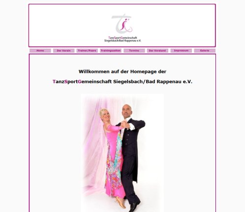 Homepage vom Tanzverein Siegelsbach   Bad Rappenau e.V. TanzSportGemeinschaft Siegelsbach/Bad Rappenau e.V. &ouml;ffnungszeit