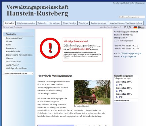 Startseite: VG Hanstein Rusteberg  öffnungszeit