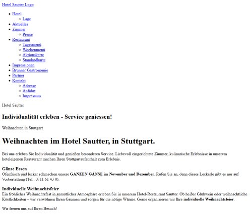 Hotel Sautter in Stuttgart | Weihachten in Stuttgart  öffnungszeit