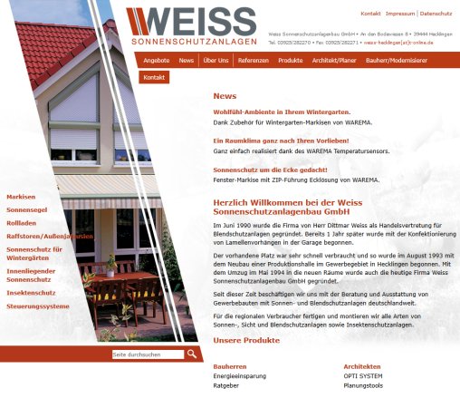 Herzlich Willkommen   Weiss Sonnenschutzanlagenbau GmbH | Hecklingen Weiss Sonnenschutzanlagenbau GmbH öffnungszeit