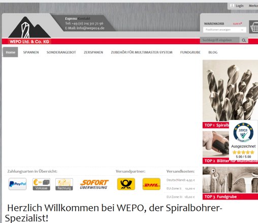 WEPO e Shop für Spiralbohrer  Bohrer  Zubehör Multimaster WEPO Ltd. & Co. KG öffnungszeit