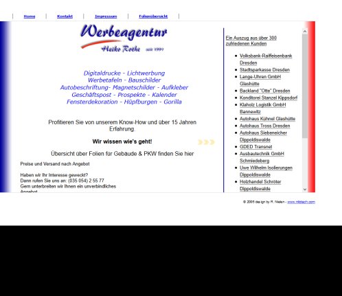 Werbeagentur Heiko Rothe  &ouml;ffnungszeit