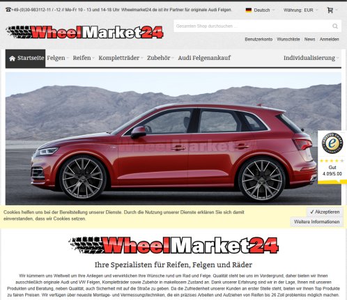 Wheelmarket24.de   Original Audi Felgen für ihr Fahrzeug  öffnungszeit